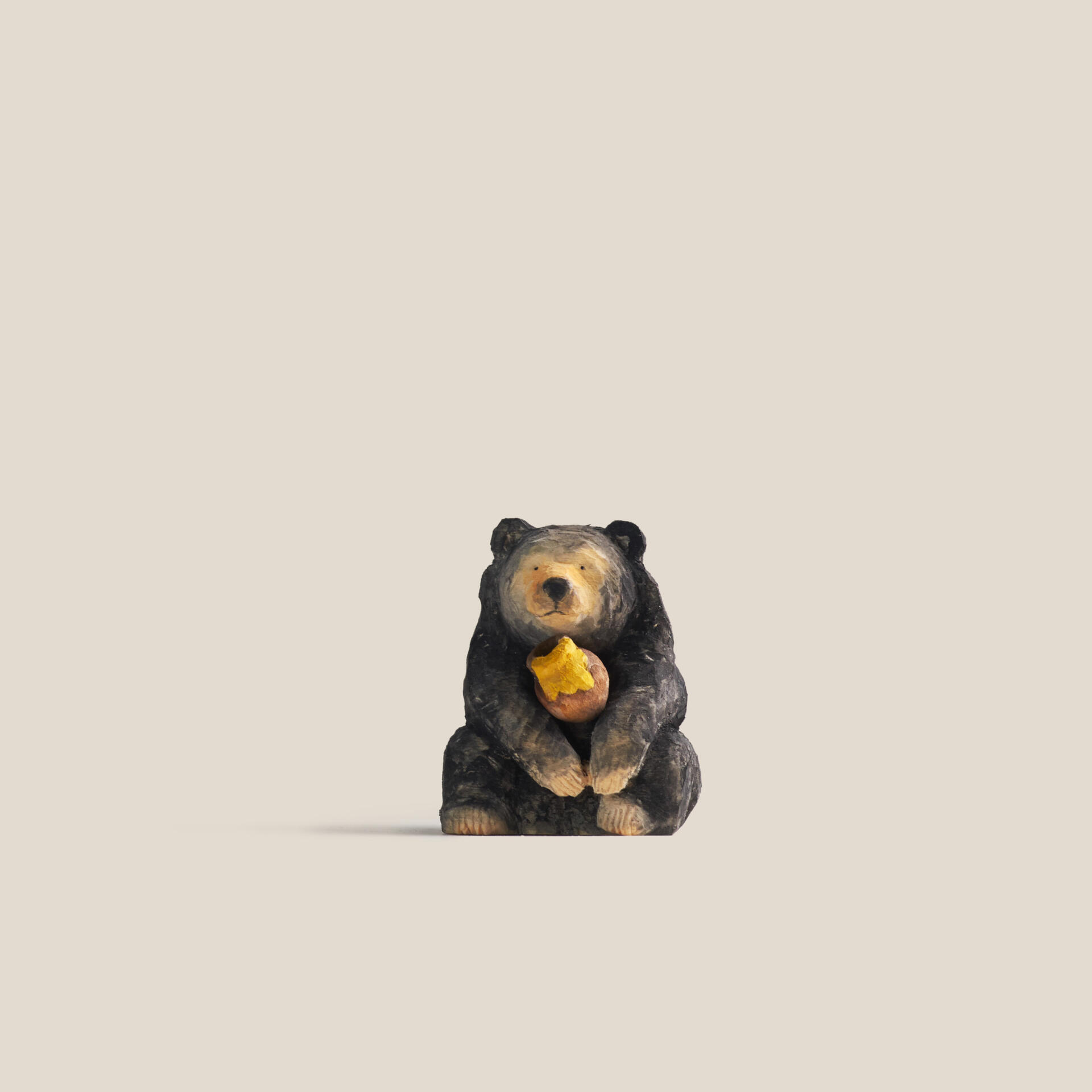 Hand Carved Wooden Sun Bear with Honey Jar
